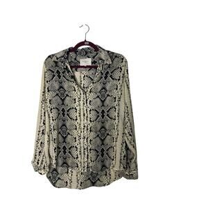 The Shirt by Rochelle Behrens Snake Print Button Down Blouse
